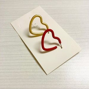 Valentine heart shape hoop earrings gold and red